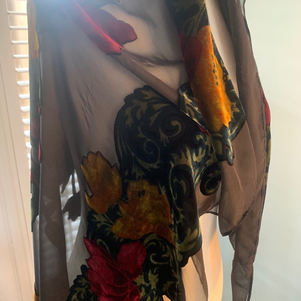HALSTON vintage floral shawl / wrap / scarf - Picture 3 of 7